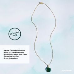 Handmade with love and attention to detail, this natural green agate is supported on a sterling silver chain, this necklace will flawlessly complement your everyday style. Chalcedony is a cryptocrystalline variety of quartz. It comes from the Latin word chalcēdōnius. It is a variety of agate and a natural form of silicon dioxide of silica. ... There are many varieties but the main kinds of Chalcedony are blue, grey, and white. Chalcedony meaning is stability and balance Great gift for anyone who Minimalist Jade Jewelry For May Birthstone, Jade Round Pendant With Adjustable Chain, Green Jade Jewelry With Adjustable Chain, Jade Jewelry With Adjustable Chain And Round Pendant, Jade Jewelry With Adjustable Chain As Gift, Adjustable Jade Jewelry As Gift, Everyday Green Round Pendant Charm Necklaces, Everyday Green Round Pendant Charm Necklace, Green Agate Round Pendant Jewelry