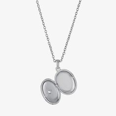 Included: 1 Necklace(s)Features: Nickel FreeJewelry Closure: Spring Ring ClaspLink Construction: SolidShape: OvalStone: Cubic ZirconiaStone Cut: RoundStone Millimeter Measurement: 2 Mm LengthMetal Color: WhiteChain Length: 18 InchChain Width: 1.01 MillimetersExtender Length: 2 InchPendant Length: 19.8mmPendant Width: 13.4mmMetal: Pure Silver Over BrassChain Construction: CableCare: Wipe CleanStone Type: 1 Cubic ZirconiaCountry of Origin: Imported Silver Sterling Oval Charm Necklaces, Silver Oval Sterling Silver Charm Necklace, Oval Silver Sterling Silver Charm Necklaces, Silver Oval Locket Necklace Nickel-free, Silver Oval Locket Necklace Nickel Free, Silver Necklace With Oval Pendant, Oval Pendant Locket Necklace With Adjustable Chain For Keepsake, Nickel-free Silver Oval Locket Necklace, Silver Charm Necklace With Oval Pendant And Adjustable Chain