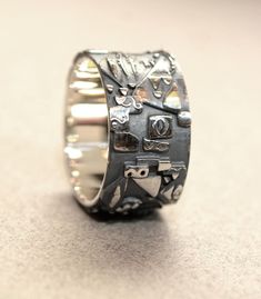 Men's ring in Boho style. Silver, oxidation (blackening) Height 10 mm, width 1.3 mm Size 10 1/4 available now, all other sizes made to order Silver Abstract Art, Boho Texture, Boho Men, Smoky Quartz Ring, Art Ring, Engraved Initials, Tea Lovers Gift, Golden Ring, Silver Jewellery Sets