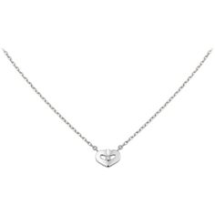 Luxury Heart Pendant Necklace For Formal Occasions, Luxury Heart Pendant Diamond Necklace For Formal Occasions, Classic Cartier Diamond Necklace For Formal Occasions, Luxury Platinum Necklace With Single Diamond, Elegant Platinum Diamond Necklace, Timeless Silver Heart Necklace, Luxury Platinum Necklaces As A Gift, Luxury Heart Necklace For Formal Occasions, Luxury Heart-shaped Necklace For Formal Occasions