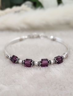 Amethyst Birthstone Bracelet Amethyst Birthstone Jewelry - Etsy Bracelet For Wedding, Grandma Birthday Gift, February Birthstone Jewelry, February Birthday Gifts, Amethyst Birthstone, Birthday Gifts For Grandma, Bead Projects, February Birthday, Grandma Birthday