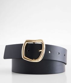 "BKE Basic Belt - Black Medium, Women's Blackgold Faux leather 1 3/8" belt. Synthetic leather. Apparel & Accessories" Black Belt With Gold Buckle, Black Belt Gold Buckle, Gold Buckle Belt, 2024 Wardrobe, Women's Belts, Belt For Women, Black Leather Belt, Belt Black, Work Outfits