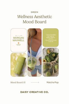 green mood board Wellness Mood Board, Wellness Brand Identity, Green Mood Board, Instagram Mood Board, Elegant Instagram, Wellness Instagram, Wellness Branding, Green Branding, Brand Inspiration Board