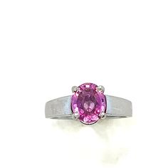 "Gorgeous natural pink sapphire in a 10K white gold ring.  The pink sapphire is perfectly accented by the clean white gold. Marked 10K.  Ready for your commitments or as a wonderful addition to your personal jewelry collection. FREE SHIPPING! Details:  10K White Gold: (shown in picture) Natural Sapphire: (1) 7.8 mm x 6.7 mm oval Approximate Gem Weight: 1.5 carat Gem Color: Pink Ring Size: 5 1/4 Total Weight: 3.8 grams FREE domestic shipping by USPS Priority Mail and includes delivery confirmation and insurance. If the item is to be shipped internationally Etsy will calculate postage. Please notify us at purchase if you are buying more than one item and we will gladly combine shipping. 7 day \"no hassle\" return policy money back guarantee. If for any reason you are not 100% thrilled with y Pink Sapphire Ring With Center Stone In Sterling Silver, Pink Sapphire Ring With Sterling Silver, Pink Sapphire Ring With Prong Setting In Sterling Silver, Pink Sapphire Ring In Sterling Silver, Fine Jewelry Pink Sapphire Ring In Sterling Silver, Pink Sapphire Sterling Silver Ring, Classic Pink Ruby Ring With Accent Stones, Classic Pink Ruby Ring With Center Stone, Pink Sapphire Round Cut Ring