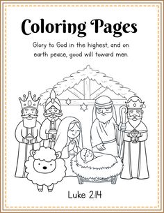 coloring pages for the birth of jesus, luke and mary with an image of three wise men