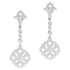 Luxury Art Deco White Gold Diamond Earrings, Wedding Dangle Earrings, White Gold Set, Diamond Dangle Earrings, White Gold Earrings, Stunning Earrings, Lovely Jewellery, Modern Earrings, Stunning Jewellery