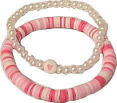 Pink Beaded Bracelet With Heart And Heishi Beads, Pink Heishi Beaded Bracelet With Heart Beads, Pink Beaded Bracelets With Heart Charm, Pink Heart Friendship Bracelet With Letter Beads, Pink Heart-shaped Friendship Bracelets With Letter Beads, Pink Heart-shaped Friendship Bracelets With Heart Beads, Pink Heart Bracelet With Letter Beads, Pink Heart Bracelet With Round Beads And Heart Charm, Adjustable Pink Beaded Bracelets With Heart Charm