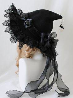 This price is for a hat only, others are not included. SizeSMHead Circumference< 5455-59 Witch Accessories Costume, Custom Witch Hat, Witch’s Hat, Decorate Witches Hat, Sew Witch Hat, Goth Accessories Diy, Witches Hats Decorations, Goth Apron, Witch Costumes For Women Diy