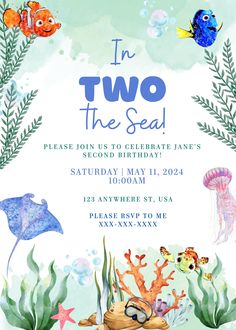 an under the sea birthday party card