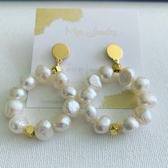 Handmade Fresh Water Pearls Earrings Everyday White Round Pearl Earrings, Everyday White Pearl Drop Earrings, White Round Bead Earrings For Everyday, White Pearl Minimalist Hoop Earrings, Everyday White Pearl Earrings, Handmade Minimalist White Pearl Earrings, Handmade White Minimalist Pearl Earrings, White Round Pearl Charm Earrings, White Dangle Pearl Earrings For Everyday