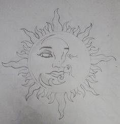 a drawing of a sun with a face drawn on it