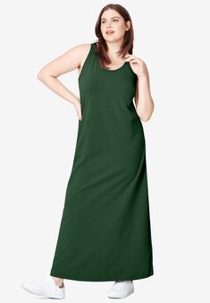 Equally comfortable and stylish, our slightly A-line-shaped maxi dress features a flattering scoop neckline. Slight A-line silhouetteStraight bottom Scandinavian Lifestyle, Midnight Green, A Line Maxi Dress, Knit Maxi Dress, Sleeveless Knit, Swimsuits For All, Maxi Knit Dress, Dress Suits, Cocktail Dress Party