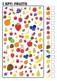 a printable game with fruits and vegetables