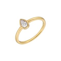 18K Yellow Gold 0.14 Total Diamond Carat Weight Solitaire Band Stock Size: 6.25 Pear Shape Diamond Ring, Pear Diamond Ring, Pear Shaped Diamond Ring, Solitaire Bands, Pear Diamond Rings, Pearl Birthstone, Diamond Fashion Rings, Bead Bangles, Diamond Carat