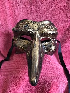 Steampunk mask - one of a kind mask done in steampunk style using metal, clay, wood, fabric and ribbon - measures 5" x 9" x 9" - light weight theatrical mask Theatrical Mask, Steampunk Mask, Style Steampunk, Steampunk Style, Metal Clay, Wooden Hearts, Steampunk Fashion, Assemblage, Ribbon