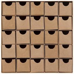 several cardboard boxes stacked on top of each other with holes in the middle and bottom