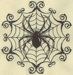 a black spider web on white fabric