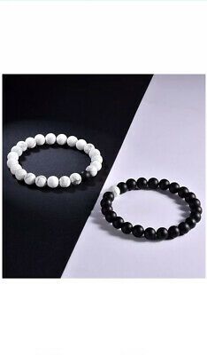 Handmade Bracelets For Couples, Couples White Bracelet For Friendship, Couples White Bracelets For Valentine's Day, Black Heart Bracelet For Couples And Friendship, Couple Bracelets Black And White, Couples' Black Promise Bracelets, Long Distance Relationship Bracelets, Friendship Relationship, Relationship Bracelets