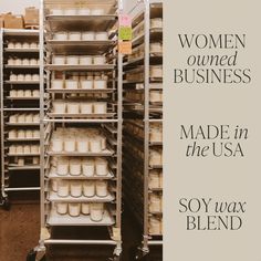 the woman owned business made in the usa soy wax blend is on display at this store