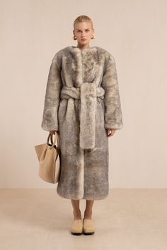 MARTINA COAT - OFF WHITE – CULT GAIA White Blanket Coat, Luxury Faux Fur Spring Coat, Belted Long Sleeve Fur Coat For Fall, Belted Faux Fur Coat For Winter, Luxury Belted Fur Coat For Fall, Winter Belted Faux Fur Coat, Winter Faux Fur Belted Coat, Fall Faux Fur Belted Outerwear, Chic Long Sleeve Belted Fur Coat