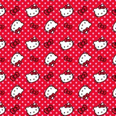 red and white hello kitty wallpaper with polka dots