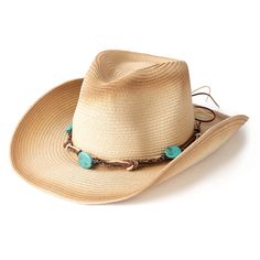 PRICES MAY VARY. Lightweight and comfortable - These cowboys hats are made from 100% paper straw /100% polyester (khaki/brown & beige/brown), which is breathable, lightweight and comfortable for all-day wear; Wire brim on the edge makes it shapeable to your desire Adjustable Cowgirl Hats - There has an elastic band inside, which will adjust size according to your head, one size fits most; Hat Circumference: 22"-22.8"; Brim Width: 3.15"; Hat Height: 4.7" Stylish Design: Cute straw western cowboy Western Cream Straw Hat For Country Events, Cream Country Style Straw Hat For Ranch, Country Style Cream Straw Hat For Ranch, Western Style Straw Cap For Country Events, Western Style Beige Straw Hat For Outdoor, Western Straw Cap Hat For Outdoor, Western Straw Cap For Outdoor, Western Style Straw Cap For Outdoors, Western Style Straw Cap For Outdoor