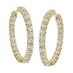 Roberto Coin 18K Gold Small Inside Outside Diamond Hoop Earrings Diamond Collection, Roberto Coin, Inside Outside, Diamond Hoop Earrings, 18k Gold, Jewelry Accessories, Coin, Hoop Earrings, Diamonds