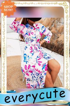 Women Fall Vintage Lapel Print Maxi Dress Fashion Long Sleeve Belted Elegant Shirt Dress Casual Slim Floral Pattern Party Dress Spring Printed Button-up Dresses, Long Sleeve Belted Shirt Dress For Party, Party Long Sleeve Belted Shirt Dress, Summer White Collared Dress, Fitted Long Sleeve Summer Maxi Dress, Chic Collared Summer Dresses, Summer White Printed Shirt Dress, White Printed Shirt Dress For Summer, Elegant Summer Collared Shirt Dress