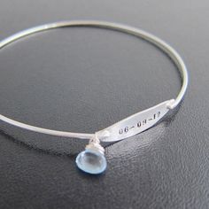 Something Blue Wedding Jewelry Personalized by FrostedWillow Engraved Bangle Bracelet For Wedding, Adjustable Stackable Wedding Bangle, Adjustable Stackable Bangle For Wedding, Personalized Wedding Bangle Jewelry, Personalized Blue Sterling Silver Bracelets, Adjustable Stackable Wedding Jewelry, Adjustable Stackable Jewelry For Wedding, Adjustable Wedding Bangle Jewelry, Sterling Silver Wedding Bangle