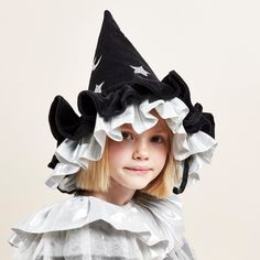 Pointed Black Hat Childrens Halloween Costumes, Pierrot Clown, Creepy Costumes, Black Witch Hat, Stars And Moons, Authentic Models, Meri Meri, Witch Costume, Glitter Stars