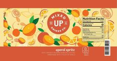 the back side of a carton of mixed up drinks with oranges on it