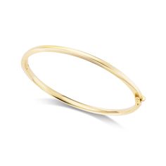 14k solid gold bangle with a hinged clasp Classic Everyday Bracelets With Spring Ring Clasp, Classic Adjustable Hoop Bracelets, Classic Adjustable Bangle For Everyday Luxury, Classic Oval Bracelet For Everyday, Modern Hoop Gold Bracelet For Formal Events, Modern Gold Hoop Bracelet For Formal Occasions, Modern Round Gold Bracelet With Polished Finish, Modern Polished Gold Round Bracelet, Classic Adjustable Jewelry With Hidden Clasp