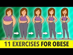 a woman's body is shown with the words 11 exercises for obese