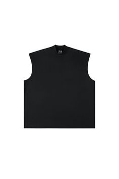 Sleeveless Tee v4 - chiclara Relaxed Fit Cotton Crew Neck Sweater Vest, Black Relaxed Fit Tank Muscle Tee, Relaxed Fit Black Muscle Tank Tee, Black Crew Neck Vest For Streetwear, Black Cotton Vest With Crew Neck, Black Muscle Tee With Dropped Armholes For Streetwear, Black Vest Top For Streetwear, Black Oversized Sleeveless Top, Black Relaxed Fit Tank Top For Streetwear