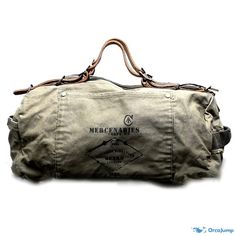 OrcaJump – Vintage Collection: Cotton Canvas Military Duffle Bag Large Capacity Canvas Travel Bag For Errands, Travel-ready Khaki Satchel, Khaki Satchel With Handles For Travel, Vintage Canvas Bags For Errands, Vintage Canvas Pouch Bag, Vintage Hobo Satchel For Travel, Travel Hobo Satchel With Large Capacity, Vintage Canvas Travel Bag With Handles, Vintage Duffle Shoulder Bag For Daily Use