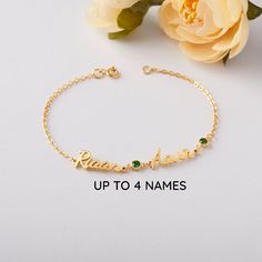 "This is a 100% sterling silver bracelet, unique and dainty and can be personalized with 1-5 names & birthstones. It's a perfect gift for any mom or wife on any special occasion of the year. ► PRODUCT INFORMATION * Material: Solid 925 Sterling Silver * Finishing: Silver - Yellow Gold - Rose Gold * Word limits: 3-5 characters/name, 4 names/bracelet. * Bracelet size: XS: bracelet's diameter is 2\", bracelet's circumference is 6\" S: bracelet's diameter is 2.25\", bracelet's circumference is 6.5\" Dainty Personalized Bracelets For Birthday, Dainty Name Bracelets For Birthday, Dainty Name Bracelet For Birthday And Mother's Day, Personalized Dainty Bracelets For Birthday, Custom Name Jewelry For May Birthday, Dainty Customized Name Bracelet For Birthday, Customized Name Bracelet For Birthday, Custom Name Bracelet For Anniversary, Custom Name Bracelet For Birthday