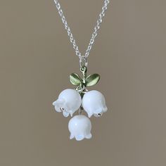 Lily Of The Valley Poem, Lilly Of The Valley Jewelry, Small White Sterling Silver Necklace, Small White Sterling Silver Necklaces, White Hallmarked Flower Pendant Jewelry, White Sterling Silver Flower Pendant Jewelry, Lily Of The Valley Necklace, Christmas Lists, Bleach Art