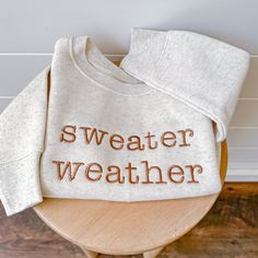 Stay cute and cozy in our 'sweater weather'  crew!  Each sweatshirt is made from 60% cotton and 40% polyester.  Please wash on cold and dry on low. Statement Sweater, Cute Winter Sweatshirt With Letter Print, Winter Cotton Sweats For Everyday, Cozy Crew Neck Sweats For Fall, Cotton Sweats For Everyday Winter Wear, Comfortable Cotton Sweats For Winter, Comfortable Cotton Winter Sweats, Cozy Crew Neck Sweater, Cute Crew Neck Sweater With Ribbed Cuffs