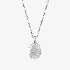 Included: 1 Necklace(s)Features: Nickel FreeJewelry Closure: Spring Ring ClaspLink Construction: SolidShape: OvalMetal Color: Silver ToneChain Length: 18 InchChain Width: 1.01 MillimetersExtender Length: 2 InchPendant Length: 19.8mmPendant Width: 13.4mmMetal: Pure Silver Over BrassChain Construction: CableCare: Wipe CleanNecklace Type: Locket NecklacesCountry of Origin: Imported Oval Locket Necklace, Watch Locket, Locket Necklaces, Oval Locket, Locket Necklace, Pure Silver, Spring Rings, Jewellery And Watches, Locket