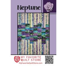 the front cover of a quilt book with a purple rose on it and an image of a