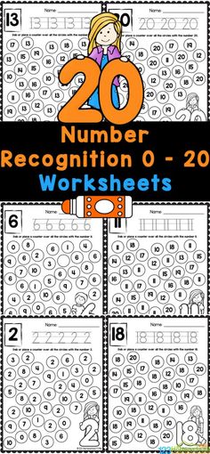 the number recognition worksheets for numbers 0 - 20