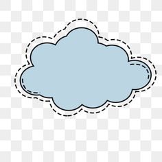 a blue cloud with dotted lines in the middle on a white background, clouds, line png and psd