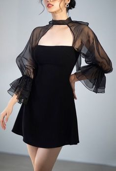 Stunning Black See-Through Sleeve Formal Dress. https://pradize.com/collection/dresses-puffed-sleeves Puff Sleeve Dress Formal, Black Puff Sleeve Dress, Black Dress Women, Puffy Sleeve Dress, Dress With Puffy Sleeves, Formal Dresses With Sleeves, Puff Dress, Hepburn Style, Black Dress With Sleeves