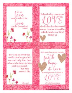 pink flowers and hearts with bible verses on the front, two separate panels for each panel