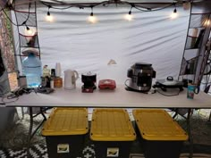 the table is set up with two coolers