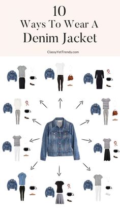 How To Wear Denim Jacket, 10 Ways To Wear, Classy Yet Trendy, Basic Essentials, Jacket Outfit Women, Denim Jacket Outfit, Fashion Capsule Wardrobe, Over 60 Fashion, Homewear Fashion