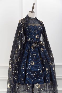 Outfit Ideas Fancy Dress, Space Prom Outfit, Space Homecoming Theme Outfit, Stary Night Outfit Ideas, Night Inspired Outfits, Celestial Witch Costume Ideas, Starry Dress Aesthetic, Celestial Aesthetic Clothes Dresses