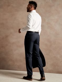 Clean lines and impeccable tailoring meet our luxuriously smooth and lightweight Italian wool.  Woven by masters of textile innovation at Italy's Marzotto mill, this suit pant is designed for all-season wear, with a straight cut through the leg so it Formal Straight Silhouette Pants With Concealed Placket, Formal Pants With Concealed Placket, Business Pants With Pressed Crease And Straight Silhouette, Straight Silhouette Business Pants With Pressed Crease, Elegant Straight Silhouette Business Bottoms, Elegant Business Bottoms With Straight Silhouette, Classic Straight Silhouette Business Dress Pants, Classic Straight Silhouette Dress Pants For Business, Modern Formal Dress Pants With Straight Silhouette