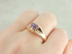 Here we've taken a unisex, early Mid-Century Era ring, and set it with a luscious pink star sapphire from Sri Lanka. Corundum, or sapphire, is found in nature in every shade of the rainbow, from the deepest blues to brightest yellows. The finest stones have the fewest inclusions, the deepest color ... or, even more rare, they are included in such a way that light if refracted from them in the rays of a star! This is a natural Star Sapphire. Photographed under several lights, the pictures still d Vintage Setting, Star Sapphire Ring, Engagement Sets, Pink Star, Star Sapphire, Pink Stars, Deep Colors, The Rainbow, In Nature