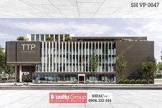 Thiết kế tòa nhà văn phòng TTP 8 tầng rộng 1000m2 - VP 0042 - SHAC Modern Commercial Building Facade Design, Modern Commercial Design Exterior, Office Facade Architecture, Office Exterior Design Architecture, Office Building Facade Design Modern, Hospital Facade Design, Hospital Exterior Design Facades, Office Building Elevation, Stripmall Architecture